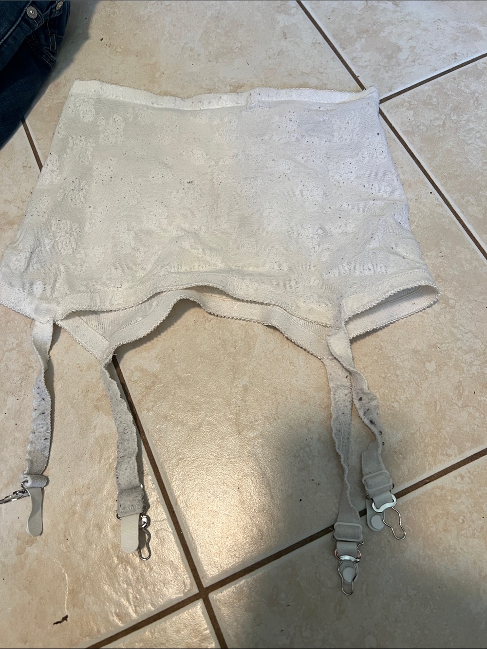 Leading Lady White Lace Gartered Short with Floral Eyelet